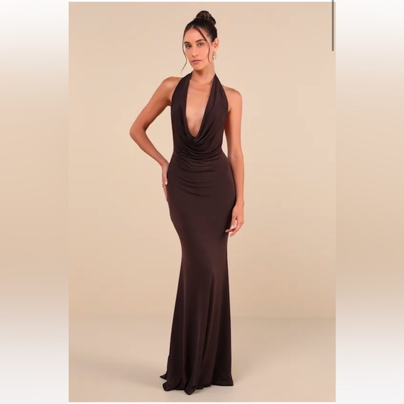 Lulus Dresses & Skirts - Cowl Neck Halter Maxi Dress